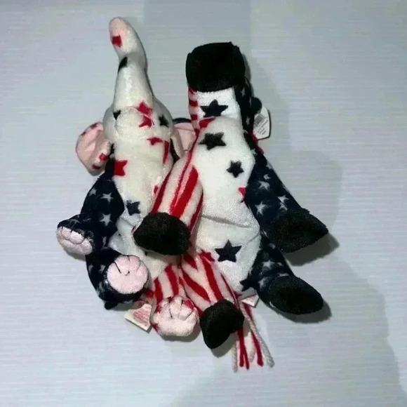 New!Lefty & Righty 2000 Ty Beanie Babies Original Tags Stars & Stripes Election! - Picture 6 of 16